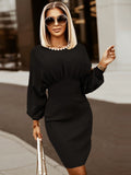 Lantern Sleeves Bodycon Midi Dresses