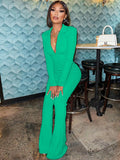 Long Sleeve V Neck Solid Bodycon Jumpsuits
