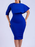 Half Sleeve Asymmetrical Bodycon Midi Dresses