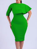 Half Sleeve Asymmetrical Bodycon Midi Dresses