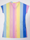 Short Sleeve Multicolor Rainbow Stripe Bodycon Dresses