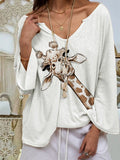 Animal Print V-Neck Long Sleeve T-Shirt Shopvhs.com