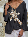 Animal Print V-Neck Long Sleeve T-Shirt Shopvhs.com