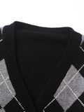 Argyle Graphic Button Up Cardigan Shopvhs.com