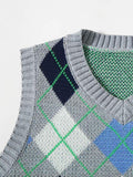 Argyle Pattern Crop Sweater Vest Shopvhs.com