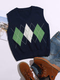 Argyle Pattern V-neck Sweater Vest Shopvhs.com