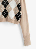 Argyle V Notch Crop Sweater Shopvhs.com