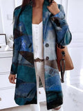 Art Print Lapel Button Woolen Coat Shopvhs.com