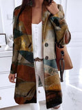 Art Print Lapel Button Woolen Coat Shopvhs.com