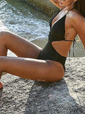 Backless Strappy Black One Piece Swimsuit Shopvhs.com