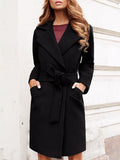 Belt Pocket Lapel Mid-Length Woolen Coat Shopvhs.com