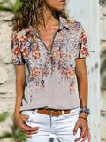 Boho Print Zip Short Sleeve T-Shirt Shopvhs.com