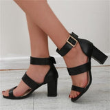 Buckle-Fastening Strap Block Heel High Platform Sandals Shopvhs.com