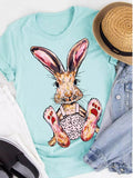 Bunny Print Crew Neck Short Sleeve T-Shirt Shopvhs.com