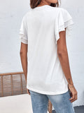 Butterfly Print Crew Neck Ruffle T-Shirt Shopvhs.com
