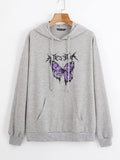 Butterfly Print Kangaroo Pocket Drawstring Hoodie Shopvhs.com