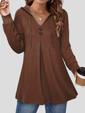 Button V-Neck Long Sleeve Hoody Shopvhs.com