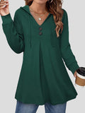 Button V-Neck Long Sleeve Hoody Shopvhs.com