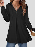 Button V-Neck Long Sleeve Hoody Shopvhs.com