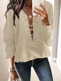 Casual Belted Long Sleeve T-Shirts Shopvhs.com