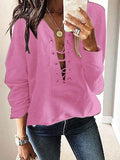 Casual Belted Long Sleeve T-Shirts Shopvhs.com