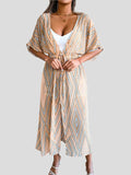 Casual Belted Print Chiffon Sun Protection Cardigan Shopvhs.com