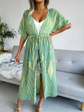 Casual Belted Print Chiffon Sun Protection Cardigan Shopvhs.com