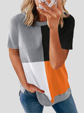 Casual Color Matching Round Neck Short Sleeve T-Shirt Shopvhs.com