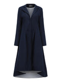 Casual Fit Lapel Collar Ruched Design Button Up Long Coat Shopvhs.com