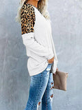 Casual Fit Long Sleeve Round Neck Leopard Pattern Pullover Tops Shopvhs.com