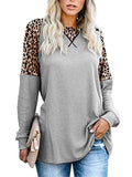 Casual Fit Long Sleeve Round Neck Leopard Pattern Pullover Tops Shopvhs.com