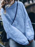 Casual Fit Round Neck Elastic Cuff Cable Knit Sweaters Shopvhs.com