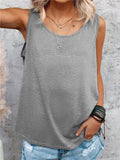 Casual Fit Round Neck Solid Color Basic Tank Tops Shopvhs.com