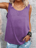 Casual Fit Round Neck Solid Color Basic Tank Tops Shopvhs.com
