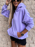 Casual Fit Solid Color Front Pocket Fleece Hooded Sweatshirt Shopvhs.com