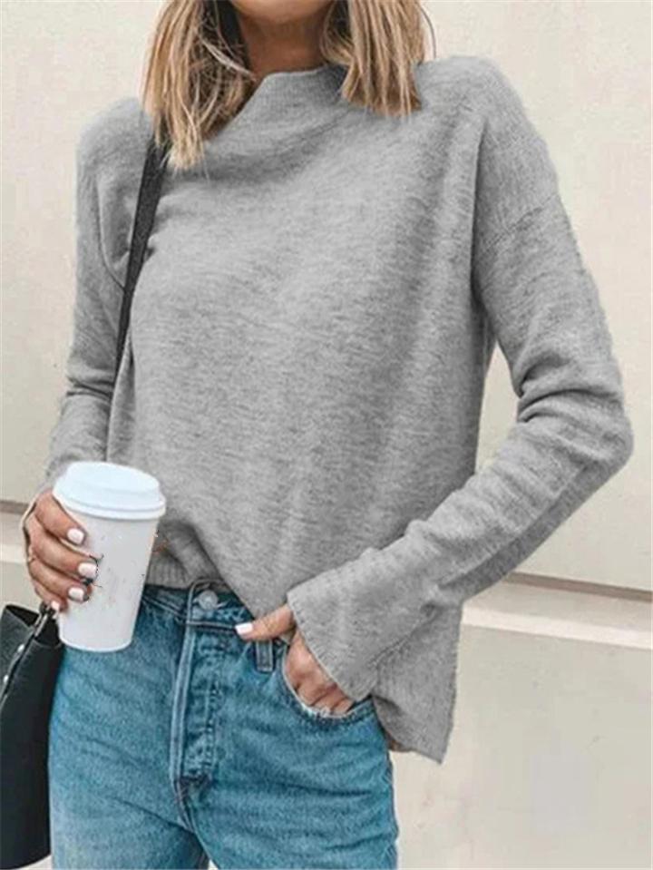 Casual Fit Solid Color High Neck Pullover Cottonsweatshirt Shopvhs.com