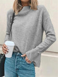 Casual Fit Solid Color High Neck Pullover Cottonsweatshirt Shopvhs.com