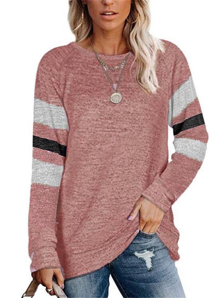 Casual Fit Striped Round Neck Long Sleeve Pullover Shirt & Tops Shopvhs.com