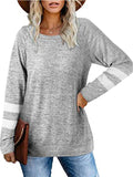 Casual Fit Striped Round Neck Long Sleeve Pullover Shirt & Tops Shopvhs.com
