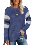 Casual Fit Striped Round Neck Long Sleeve Pullover Shirt & Tops Shopvhs.com