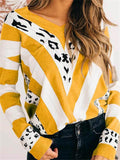 Casual Fit V Neck Printed Long Sleeve Striped Knitted Pullover Tops Shopvhs.com