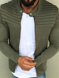 Casual Fit Zipper Closure Solid Color Long Sleeve Jacket Shopvhs.com