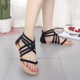 Casual Flat Heel Sandals With Zipper Shopvhs.com