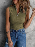 Casual Half Turtleneck Zip Sleeveless Tank Top Shopvhs.com