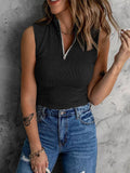 Casual Half Turtleneck Zip Sleeveless Tank Top Shopvhs.com