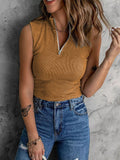 Casual Half Turtleneck Zip Sleeveless Tank Top Shopvhs.com