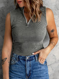 Casual Half Turtleneck Zip Sleeveless Tank Top Shopvhs.com