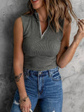 Casual Half Turtleneck Zip Sleeveless Tank Top Shopvhs.com