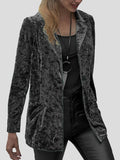 Casual Lapel Velvet Long Sleeve Blazer Shopvhs.com
