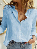 Casual Loose Animal Print Long Sleeves Linen Cotton Blouse For Women Shopvhs.com